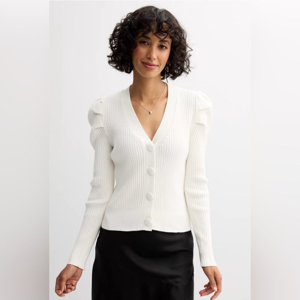 Catherine Malandrino Button Front Ribbed Cardigan Sweater